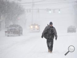 Central New York endures a snow storm with arctic like temperatures and wind in Syracuse Sunday, Jan. 20, 2019. (Dennis Nett/The Post-Standard via AP)