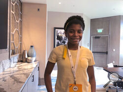 Zaila Avant-garde of Harvey, La., poses for a photo, Wednesday, July 7, 2021, at a hotel in Lake Buena Vista, Fla. where she is preparing to compete in the finals of the Scripps National Spelling Bee. With a victory, 14-year-old Zaila would become the second Black national spelling champion, and the first Black American. (AP Photo/Ben Nuckols)