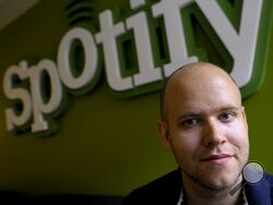 FILE - Spotify founder and CEO Daniel Ek poses for a photo in Stockholm, Sweden on June 18, 2009. Ek wrote in a note to employees Sunday, Feb. 6, 2022, that while he condemned podcaster Joe Rogan's use of racist language, he did not believe that cutting ties with the popular personality was the answer. Ek's message came a day after Rogan apologized for using racist slurs on his podcast and removed several episodes from Spotify. (Janerik Henriksson, TT News Agency, File)