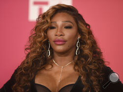 FILE - Serena Williams arrives at the 54th NAACP Image Awards on Feb. 25, 2023, at the Civic Auditorium in Pasadena, Calif. Williams has given birth to a baby girl, she posted Tuesday, Aug. 22, 2023, on Instagram, almost exactly a year after her last match as a tennis star. (Photo by Richard Shotwell/Invision/AP, File)