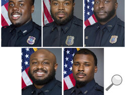 FILE - This combo of images provided by the Memphis, Tenn., Police Department shows, top row from left, officers Tadarrius Bean, Demetrius Haley, Emmitt Martin III, and bottom row from left, Desmond Mills Jr. and Justin Smith. The five former Memphis police officers are now facing federal civil rights charges in the beating death of Tyre Nichols as they continue to fight second-degree murder charges in state courts arising from the killing. They were indicted Tuesday, Sept. 12, 2023, in U.S. District Court 