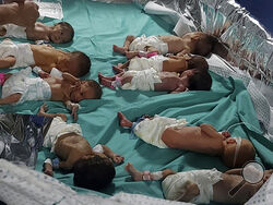 This photo released by Dr. Marawan Abu Saada shows prematurely born Palestinian babies in Shifa Hospital in Gaza City on Sunday, Nov. 12, 2023. (Dr. Marawan Abu Saada via AP)