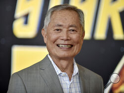 FILE - George Takei arrives at the Star Trek Day celebration in Los Angeles on Sept. 8, 2021. (Photo by Richard Shotwell/Invision/AP, File)