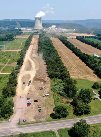 Trees have been cleared for a new roadway off of Route 11 between Confers Lane and Bell Bend Road to give access for a new data warehouse which Talen Energy is building to the right side of the steam electric station in Salem Township. 