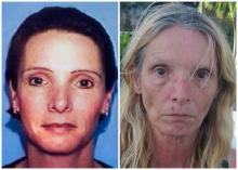 This combination of Associated Press file photos shows, left, an undated driver's license photo distributed by police in 2002 of Brenda Heist, and right, an April 26, 20013 photo of Heist taken by the Monroe County, Fla. Sheriff's Office and released by the Lititz Borough, Pa. Police. Lititz Borough Police in central Pennsylvania say Heist, who disappeared after dropping off her children for school 11 years ago has been located in Florida. (AP Photo)