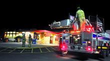 Firefighters respond to a fire call at Denny's restaurant Thursday night. (M.J. Mahon/Press Enterprise)