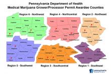 The state provided this map of where permits have been awarded for medical marijuana grower/processors.