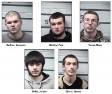 The group of five charged with shooting a high-powered pellet gun into an occupied house. (Columbia County Prison)