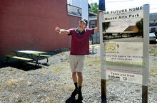 Downtown Bloomsburg Inc. board member Oren Helbok, on Friday, stands in what is planned to become Moose Arts Park, located along Main Street just below the square in Bloomsburg.