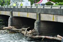 Trees have pilled up on the up stream side of the Route 487 bridge over Fishing Creek in Benton following the recent high water. 