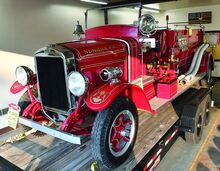 Valley Chemical Fire Company's first fire engine, a 1924 Hahn, is on display in one of the department's truck bays next to its carnival bingo games. The truck is owned by a local family, who have made it available for the carnival and the company's 100th anniversary celebration. The carnival runs through Saturday.