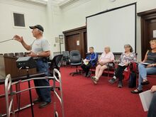 Danville resident Bob Umbriac addresses the Danville Muncipal Authority Monday. Umbriac is opposing a Mahoning Township zoning change that would increase development in an area near his Chamber Street home. 