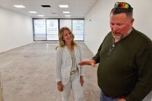 Jessica and Greg Martz stand in the room that will used by their new company while giving a tour of the Berwick Innovation Center along West Front Street on Monday.