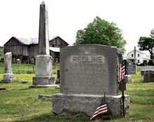 The Joseph Redline family stone, above, stands in the Lemons Cemetery in Greenwood Township. Listed is John C. Redline (1846-1864), a member of Company E, 15th U.S. Infantry, buried at Chattanooga, Tennessee. Redline is the subject of a column by Ryan Van Loan in Sunday's Press Enterprise.