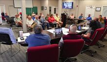 Dawn Moore addresses Bloomsburg council during a meeting Monday night in which council voted down a contract with the USDA to manage the goose population in Town Park.